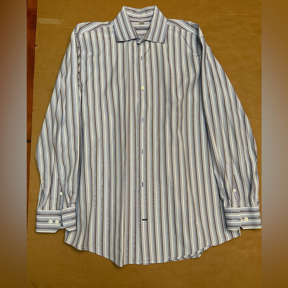 Banana Republic Mens Button Down Blue Long Sleeve Striped Shirt